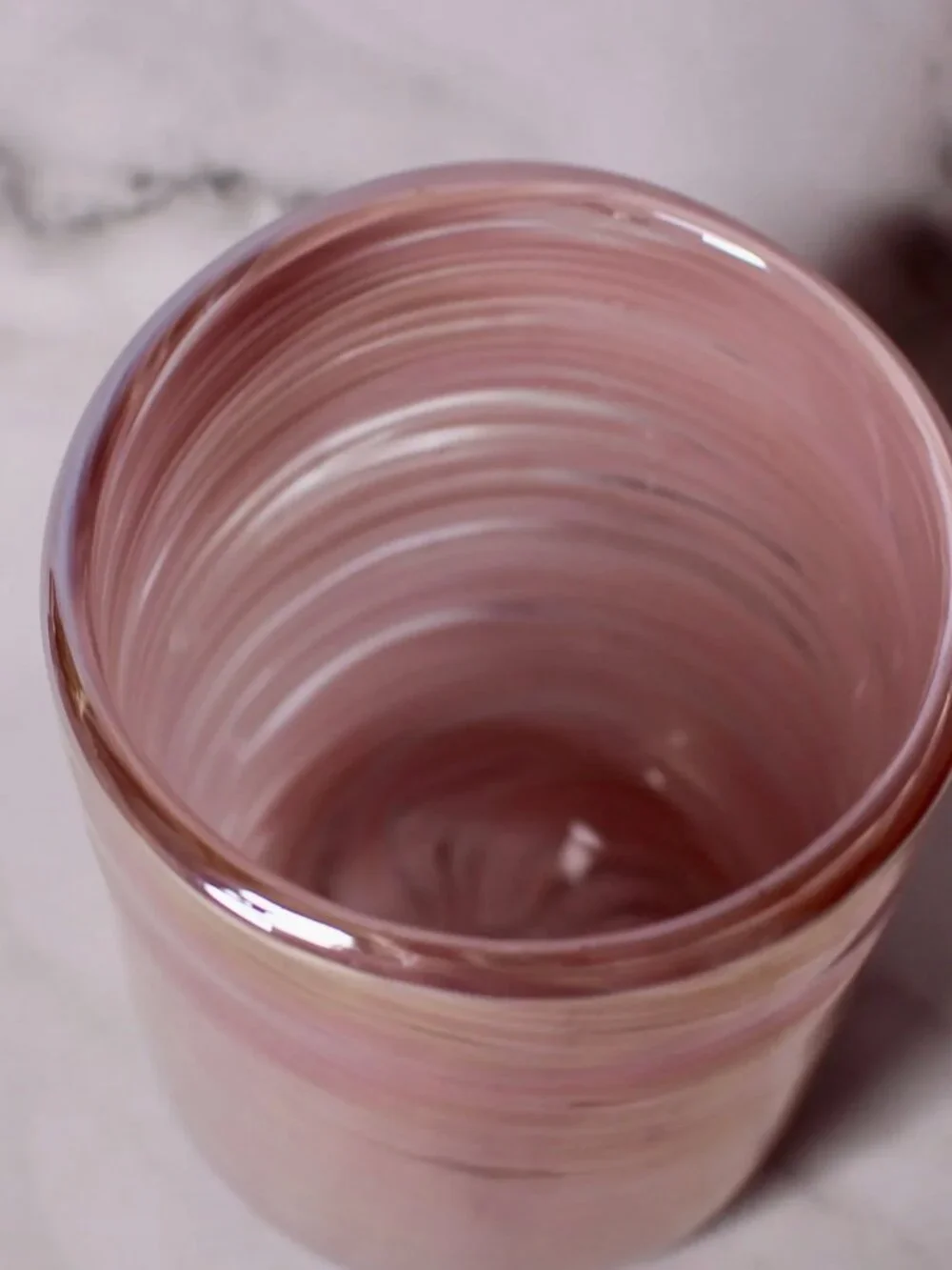 Pink Iridescent Glass Votive Holder